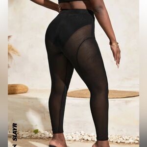 NWOT 🖤 SHEIN SEXY BLACK PANTY LINED MESH LEGGINGS-SIZE L
